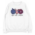 American Flag Teach Love Freedom Preschool Teacher 4th July Women Crewneck Sweatshirt, novelty gifts, funny gifts
