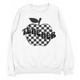 Back To School Checkered Apple Teacher Checkerboard Teacher For Men Women Girls Kids Women Crewneck Sweatshirt, novelty gifts, funny gifts