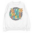 Back To School Groovy Teacher 1st First Grade Crew Squad Women Crewneck Sweatshirt, novelty gifts, funny gifts