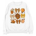 Coquette Teach Teacher Bows Thanksgiving Turkey Fall Autumn Women Crewneck Sweatshirt, novelty gifts, funny gifts