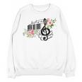 Cut Music Teacher Shirt With a Piano Keys Notes And Flowers Women Crewneck Sweatshirt, novelty gifts, funny gifts