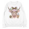 Cute Floral Highland Cow Back To School For Women Teacher Women Crewneck Sweatshirt, novelty gifts, funny gifts Cute Floral Highland Cow Back To School For Women Teacher Women Crewneck Sweatshirt, novelty gifts, funny gifts