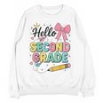 Cute Hello Second Grade Back To School Coquette Teacher Girl Women Crewneck Sweatshirt, novelty gifts, funny gifts Cute Hello Second Grade Back To School Coquette Teacher Girl Women Crewneck Sweatshirt, novelty gifts, funny gifts