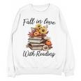 Fall In Love With Reading Book Autumn Teachers Pumpkins Women Crewneck Sweatshirt, novelty gifts, funny gifts Fall In Love With Reading Book Autumn Teachers Pumpkins Women Crewneck Sweatshirt, novelty gifts, funny gifts