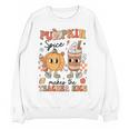 Groovy Pumpkin Spice Makes Teacher Nice Fall Thanksgiving Women Crewneck Sweatshirt, novelty gifts, funny gifts Groovy Pumpkin Spice Makes Teacher Nice Fall Thanksgiving Women Crewneck Sweatshirt, novelty gifts, funny gifts