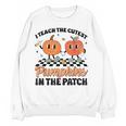 Groovy I Teach The Cutest Pumpkins In The Patch For Teacher Women Crewneck Sweatshirt, novelty gifts, funny gifts