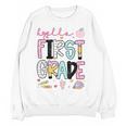 Hello First Grade Teacher Coquette Pencil Bow Back To School Women Crewneck Sweatshirt, novelty gifts, funny gifts Hello First Grade Teacher Coquette Pencil Bow Back To School Women Crewneck Sweatshirt, novelty gifts, funny gifts