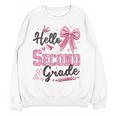 Hello Second Grade First Day Of School Coquette Teacher Girl Women Crewneck Sweatshirt, novelty gifts, funny gifts