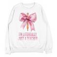 I'm Literally Just a Teacher Pencil Coquette Bow School Women Crewneck Sweatshirt, novelty gifts, funny gifts