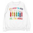 Its Okay To Feel All The Feels Mood Color Crayons Teacher Women Crewneck Sweatshirt, novelty gifts, funny gifts