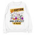 Mad Scientist Halloween Costume Science Teacher Women Crewneck Sweatshirt, novelty gifts, funny gifts