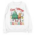 One Merry Teacher Groovy Christmas Tree Pjs Xmas Teacher Women Crewneck Sweatshirt, novelty gifts, funny gifts One Merry Teacher Groovy Christmas Tree Pjs Xmas Teacher Women Crewneck Sweatshirt, novelty gifts, funny gifts