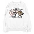 Peace Love Coffee Science Teacher Women Crewneck Sweatshirt, novelty gifts, funny gifts