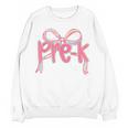 Preppy Pre k Back To School Pre-k Teachers Girls Cute Bow Women Crewneck Sweatshirt, novelty gifts, funny gifts