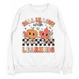 Retro Fall In Love With Learning Autumn Pumpkin Teacher Women Crewneck Sweatshirt, novelty gifts, funny gifts Retro Fall In Love With Learning Autumn Pumpkin Teacher Women Crewneck Sweatshirt, novelty gifts, funny gifts