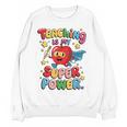 Retro Teaching Is My Superpower Apple Teacher Appreciation Women Crewneck Sweatshirt, novelty gifts, funny gifts Retro Teaching Is My Superpower Apple Teacher Appreciation Women Crewneck Sweatshirt, novelty gifts, funny gifts