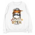 STEM Teacher Messy Bun Fall Vibes Autumn Thanksgiving Men Women Women Crewneck Sweatshirt, novelty gifts, funny gifts STEM Teacher Messy Bun Fall Vibes Autumn Thanksgiving Men Women Women Crewneck Sweatshirt, novelty gifts, funny gifts