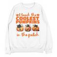I Teach The Cutest Pumpkins Halloween Teacher Cat Lover Women Crewneck Sweatshirt, novelty gifts, funny gifts