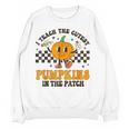 I Teach The Cutest Pumpkins In The Patch Groovy Teacher Fall Women Crewneck Sweatshirt, novelty gifts, funny gifts