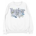 Teacher Blue Chinoiserie Coquette Bow Heart Teacher Life Women Crewneck Sweatshirt, novelty gifts, funny gifts Teacher Blue Chinoiserie Coquette Bow Heart Teacher Life Women Crewneck Sweatshirt, novelty gifts, funny gifts