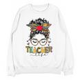 Teacher Life Messy Bun Glasses Leopard Sunflower Women Crewneck Sweatshirt, novelty gifts, funny gifts Teacher Life Messy Bun Glasses Leopard Sunflower Women Crewneck Sweatshirt, novelty gifts, funny gifts
