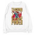 Teaching Is My Super Power Superhero Teacher Women Crewneck Sweatshirt, novelty gifts, funny gifts
