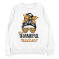 Thanksgiving Shirt Teacher Women Messy Bun Thankful Teacher Women Crewneck Sweatshirt, novelty gifts, funny gifts Thanksgiving Shirt Teacher Women Messy Bun Thankful Teacher Women Crewneck Sweatshirt, novelty gifts, funny gifts