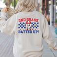 2nd Grade Batter Up Back To School Baseball Teacher Kids Women's Sweatshirt Back Print Sand