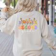 2nd Second Grade Teacher Wildflower Back To School Floral Women's Sweatshirt Back Print Sand
