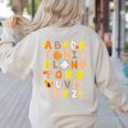 Alphabet Turkey Thanksgiving Costume Preschool Teacher Men Women Women's Sweatshirt Back Print Sand