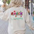ASL Christmas Buffalo Plaid Teacher American Sign Language Women's Sweatshirt Back Print Sand ASL Christmas Buffalo Plaid Teacher American Sign Language Women's Sweatshirt Back Print Sand