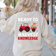 Back To School Teacher Farming Tractor Farmer Kids 100th Day Women's Sweatshirt Back Print Sand