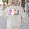 Back To School Teacher Para Preppy Checkered Para Life Women's Sweatshirt Back Print Sand