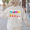 Battery Life Of a Teacher Shirt Thanksgiving Teacher Women's Sweatshirt Back Print Sand