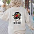 Bleached Teacher Para Life Paraprofessional Cute Messy Bun For Men Women Girls Kids Women's Sweatshirt Back Print Sand