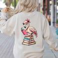 Book Lover Cute Flamingo Reading Teacher Librarian Women Women's Sweatshirt Back Print Sand