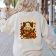 Books Are Spooktacular Ghost Book Reading Halloween Teachers Women's Sweatshirt Back Print Sand