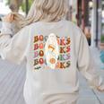 Booooks Ghost Halloween Groovy Vintage Teacher Book Reading Women's Sweatshirt Back Print Sand Booooks Ghost Halloween Groovy Vintage Teacher Book Reading Women's Sweatshirt Back Print Sand