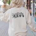 Bulldogs School Spirit Bulldog Pride Checkered Teacher Women's Sweatshirt Back Print Sand Bulldogs School Spirit Bulldog Pride Checkered Teacher Women's Sweatshirt Back Print Sand