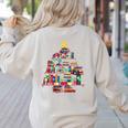 Christmas Library Tree Love Reading Books Nerd Teacher Women's Sweatshirt Back Print Sand Christmas Library Tree Love Reading Books Nerd Teacher Women's Sweatshirt Back Print Sand