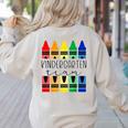 Colorful Crayon Kindergarten Team Tee For Teachers Students Men Women Kids Women's Sweatshirt Back Print Sand