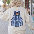 Coquette Bow Book Tree Merry Christmas Xmas Teacher Holiday Women's Sweatshirt Back Print Sand