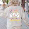 Creepin It Real With Kindergarten Monsters Halloween Teacher Women's Sweatshirt Back Print Sand Creepin It Real With Kindergarten Monsters Halloween Teacher Women's Sweatshirt Back Print Sand