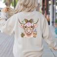 Cute Floral Highland Cow Back To School For Women Teacher Women's Sweatshirt Back Print Sand Cute Floral Highland Cow Back To School For Women Teacher Women's Sweatshirt Back Print Sand