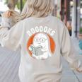 Cute Ghost Book Reading Books Lover Retro Halloween Teacher Women's Sweatshirt Back Print Sand