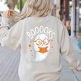 Cute Ghost Book Reading Halloween Teacher Women's Sweatshirt Back Print Sand Cute Ghost Book Reading Halloween Teacher Women's Sweatshirt Back Print Sand