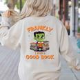 Cute Halloween Teacher Librarian Frankenstein Reading Books Women's Sweatshirt Back Print Sand Cute Halloween Teacher Librarian Frankenstein Reading Books Women's Sweatshirt Back Print Sand