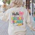 Cute Hello Second Grade Back To School Coquette Teacher Girl Women's Sweatshirt Back Print Sand