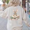 Cute Reading Bunny Glasses Books Bookworm Reader Teacher Women's Sweatshirt Back Print Sand Cute Reading Bunny Glasses Books Bookworm Reader Teacher Women's Sweatshirt Back Print Sand
