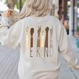 Deaf Be Kind Sign Language Hand Talking Teachers Interpreter Women's Sweatshirt Back Print Sand Deaf Be Kind Sign Language Hand Talking Teachers Interpreter Women's Sweatshirt Back Print Sand
